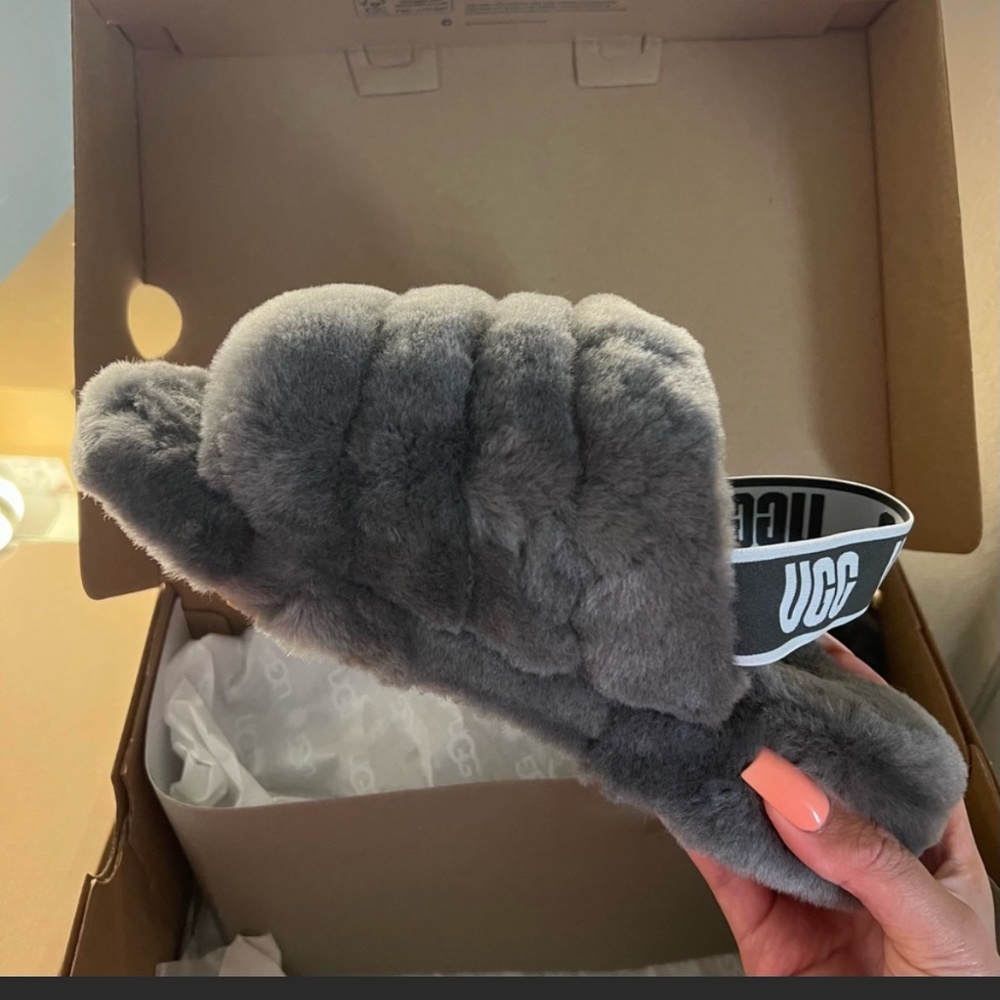 Ugg Women's Fluff Yeah Slide Charcoal 8